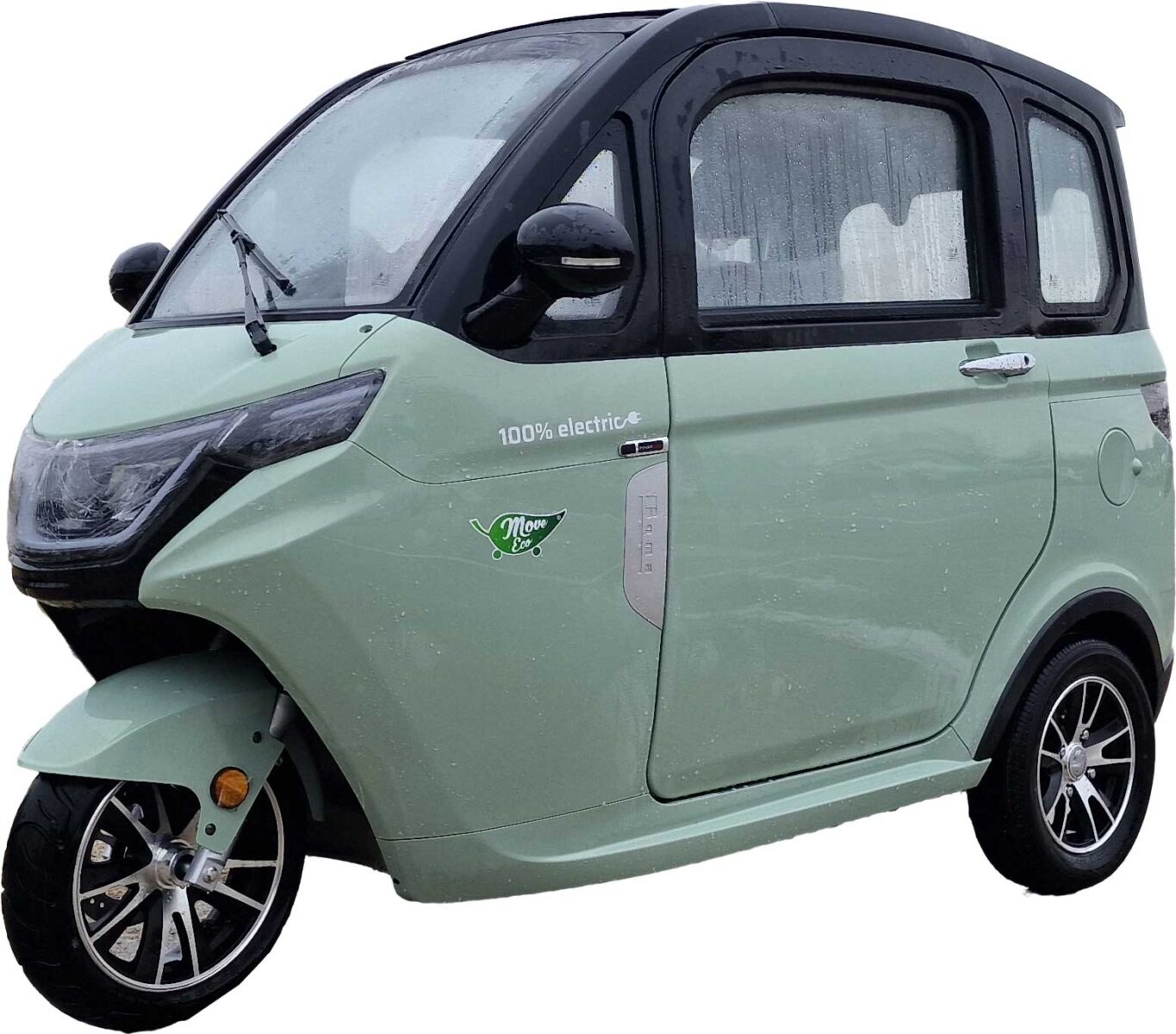 MoveEco MicroCar 25km/h XR2E Mofa Version Mint-Schwarz 2 Personen Zulassung Mint-Grün Führerscheinfrei für Fahrer, geboren vor dem 01.04.65